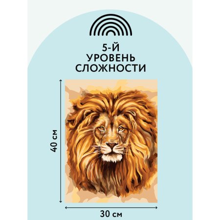 Картина по номерам на холсте ТРИ СОВЫ "Царь зверей" 30 x 40 см, с акриловыми красками и кистями RE-КХ_44086