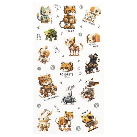 Наклейки объемные MESHU "Robopets" 10 x 23 см, пакет европодвес RE-MS_57659