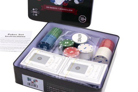 Набор для покера из 100 фишек с номиналом Фабрика Покера в жестяной коробке MAGCPPSZ100