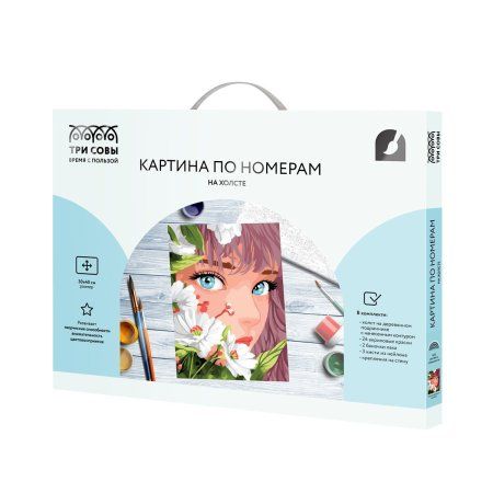 Картина по номерам на холсте ТРИ СОВЫ "Аниме девушка с цветами" 30 x 40 см, краски и кисть RE-КХ3040_53877