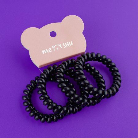 Резинки для волос MESHU пружинки, черные, 4 шт, европодвес RE-MS_60574