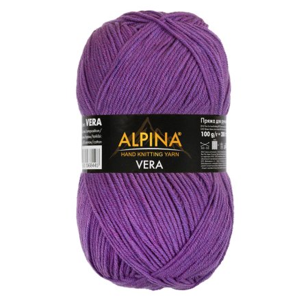 Пряжа ALPINA Vera 55% акрил, 45% хлопок 1 х 100 г 280 ± 15 м №20 сиреневый ALP-VER-20