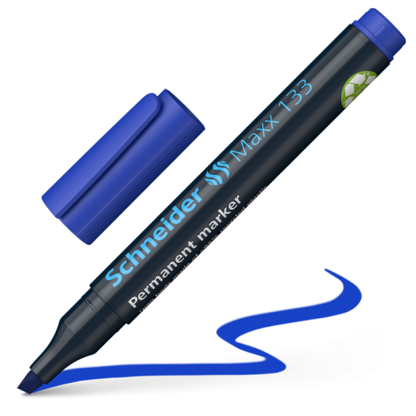 Маркер перманентный Schneider "Maxx 133" 4 мм, скошенный, синий RE-113303