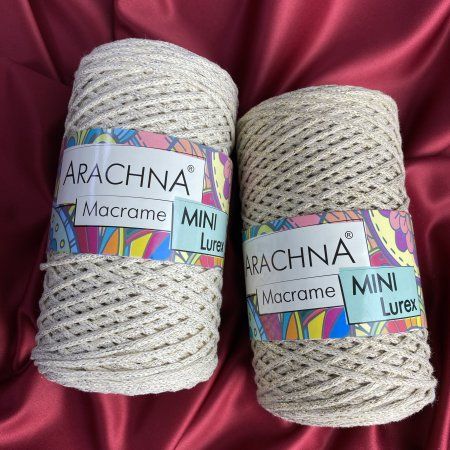 Пряжа ARACHNA Macrame Mini Lurex 75% хлопок, 15% полиэстер, 10% люрекс 1 x 250 г 200 м
