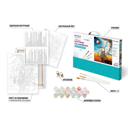 Набор для раскрашивания по номерам (холст на подрамнике) ФРЕЯ 40 х 30 см "Миры Дали" PNB/PM-322