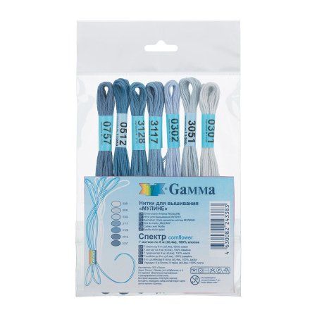 Набор мулине GAMMA "Спектр" 100% хлопок 7 x 8 м Cornflower MGS-338
