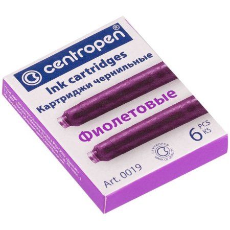 Картриджи чернильные Centropen фиолетовые 6 шт, картонная коробка RE-0019/06