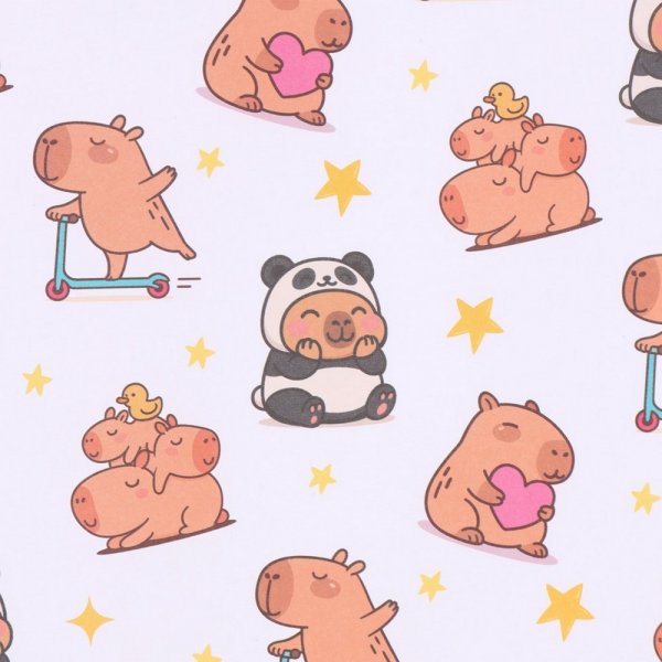 Бумага упаковочная крафтовая 70 х 100 см "Капибары" SIM-10889849