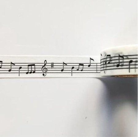 Скотч декоративный FOLIA Washi 15 мм x 10 м, ноты FL-26041