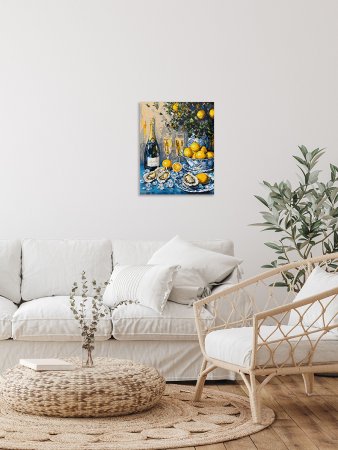 Кристальная (алмазная) мозаика ФРЕЯ на подрамнике "Натюрморт с устрицами" 50 х 40 см ALPD-318