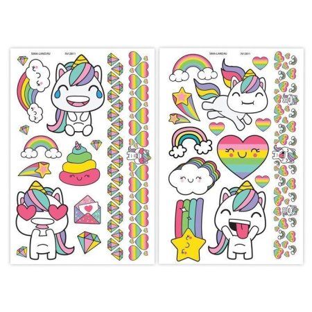 Детские тату ШКОЛА ТАЛАНТОВ Единорог 2 листа в наборе SIM-7612811