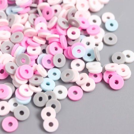 Бусины для творчества PVC "Колечки розово-голубые" набор ≈ 330 шт 0.1 х 0.6 х 0.6 см SIM-9127281