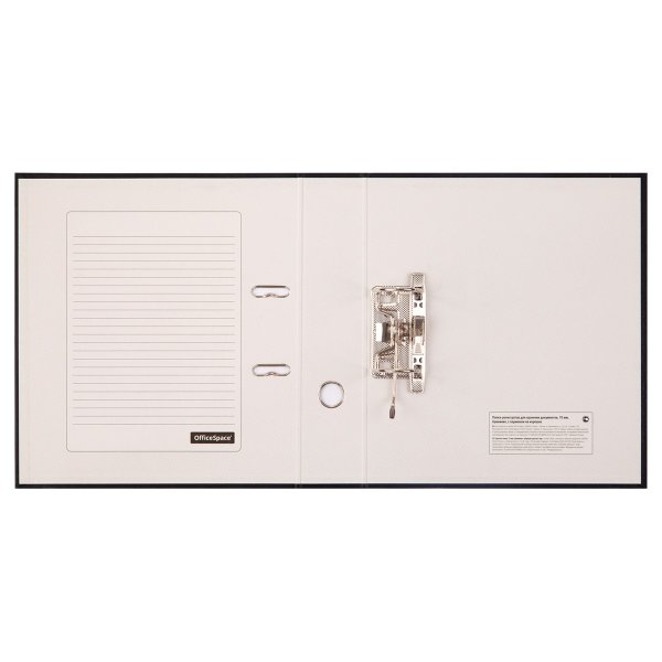 Папка-регистратор A4 OfficeSpace 70 мм, бумвинил, с карманом на корешке, черная RE-162580