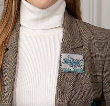 Набор для вышивания PANNA Живая картина. Брошь. Ирисы 6 х 5 см MET-JK-2262