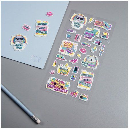 Наклейки объемные MESHU "90's party" 10 x 19 см RE-MS_36925