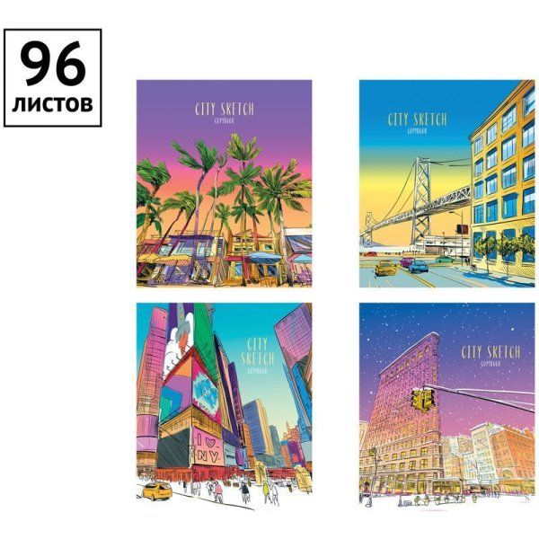 Тетрадь 96л. A5 клетка ArtSpace "Путешествия. City sketch" глянцевый УФ-лак RE-Т96кГЛ_29866