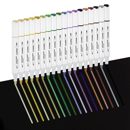 Маркеры акриловые ГАММА "Классические", 36 цв., двусторонние кисть и пуля, пластик.бокс RE-15062025_36