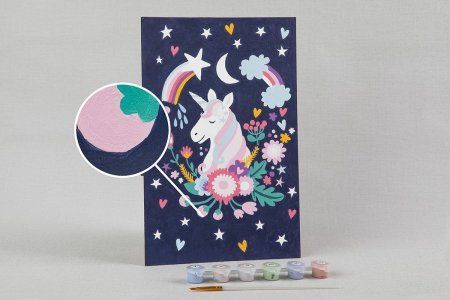 Набор для раскрашивания по номерам (на картоне) ФРЕЯ 30 х 20 см "Нежный единорог" PKZ/PS-046