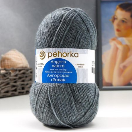 Пряжа Пехорская ПТ "Ангорская теплая" 60% акрил, 40% шерсть 1 х 100 г 480 ± 29 м №174 сталь PEH-ANG-174