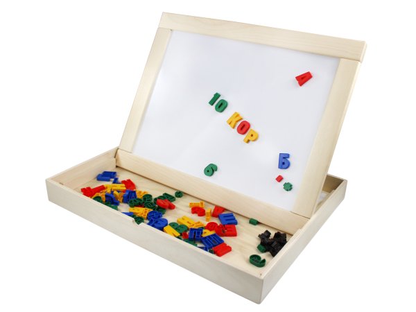 Доска двухсторонняя магнитно-маркерная с поддоном, русский алфавит, цифры, знаки KOR-02272