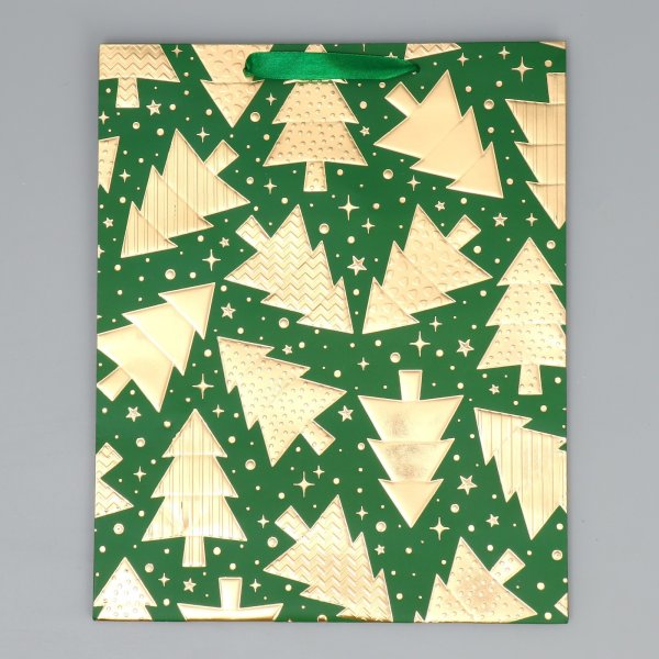 Пакет подарочный ламинированный 32 × 26 × 10 см "Елочки" SIM-9750225