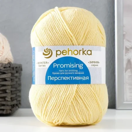 Пряжа Пехорская ПТ "Перспективная" 50% мериносовая шерсть, 50% акрил 1 х 100 г 270 ± 16 м №053 св.желтый PEH-PER-053