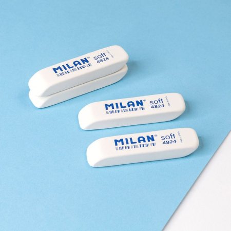 Ластик прямоугольный MILAN "4824", 74 x 20 x 10 мм, белый, скошенный, синт., мягкий ML-CNM4824
