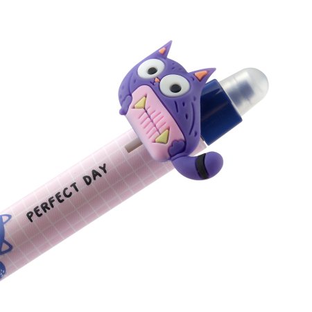 Ручка гелевая стираемая автоматическая MESHU "Cool cats" синяя, 0.5 мм, корпус ассорти, с топпером RE-MS_55635