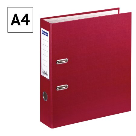 Папка-регистратор A4 OfficeSpace 70 мм, бумвинил, с карманом на корешке, бордовая RE-162576