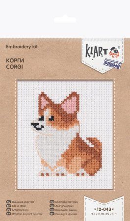 Набор для вышивания KLART "Корги" 9.5 x 11 см 12-043