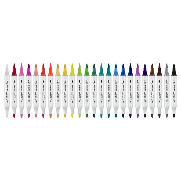 Маркеры акриловые ГАММА "Классические", 24 цв., двусторонние кисть и пуля, пластик.бокс RE-15062025_24