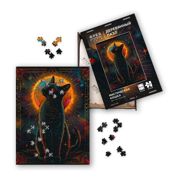 Пазл деревянный ФРЕЯ "Мистическая кошка" 500 элемент PZLD-007