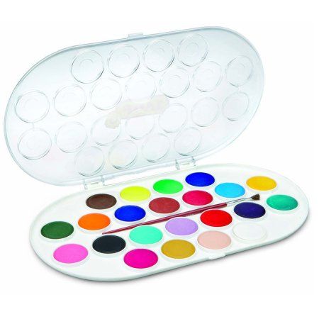 Акварель JOVI 22 цв, большие кюветы, с кистью, пластик. упаковка RE-830/22