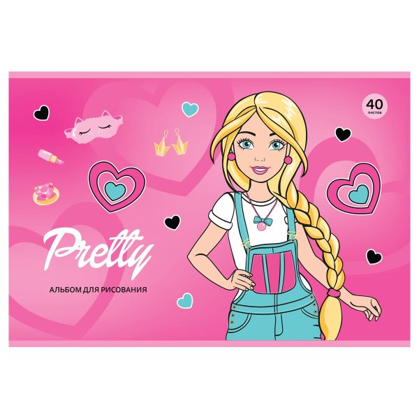 Альбом для рисования 40л. A4 BG "Pretty Girls" на скрепке RE-АР4ск40_10938