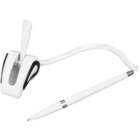 Ручка шариковая настольная OfficeSpace синяя, 0.7 мм, белый корпус, белая подставка, европодвес RE-TBbu_68794