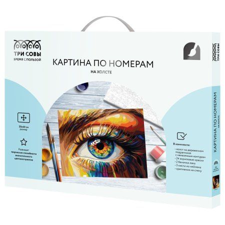 Картина по номерам на холсте ТРИ СОВЫ "Взгляд" 30 x 40 см, краски, кисть RE-КХ3040_53863