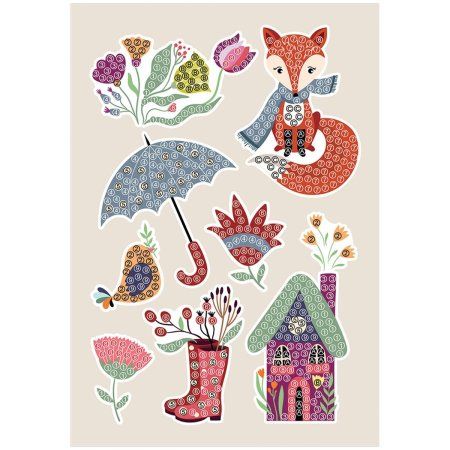 Алмазная мозаика, наклейки ТРИ СОВЫ "Лисичка" пакет с европодвесом RE-АМН_48208