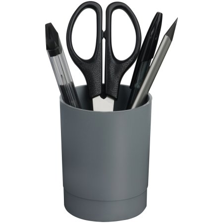 Подставка-стакан СТАММ "Лидер" пластиковая, круглая, серая RE-ПС-31802