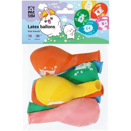 Воздушные шары MESHU 10 шт М12/30 см "Kids friends" пастель, ассорти RE-MS_52767