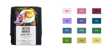 Набор маркеров SKETCHMARKER Basic 7 12 шт + сумка органайзер MPSM-12BAS7 Набор маркеров SKETCHMARKER Basic 7 12 шт + сумка органайзер MPSM-12BAS7