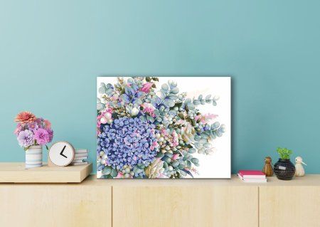 Набор для раскрашивания по номерам (холст на подрамнике) ФРЕЯ 40 х 30 см "Акварельный букет с гортензией" PNB/PM-074