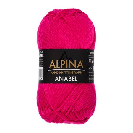 Пряжа ALPINA Anabel 100% мерсеризованный хлопок 1 х 50 г 120 ± 6 м №105 св.красный ALP-ANA-105
