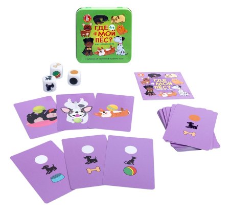 Настольная игра: "Где мой пёс?" в жестяной коробочке KOR-05794