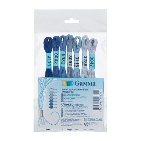 Набор мулине GAMMA "Спектр" 100% хлопок 7 x 8 м Sapphire MGS-332