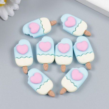 Декор для творчества пластик "Эскимо с сердечком" 3 x 1.5 см SIM-7985121