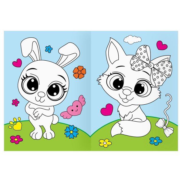 Раскраска с цв. фоном А4 ТРИ СОВЫ "Животные в стиле kawaii" 16 стр. RE-PцА4_57748