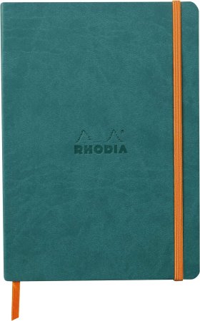 Блокнот RHODIARAMA Softcover A5 90 г/м2 80 л, в линию, на резинке, павлин RH-117376C