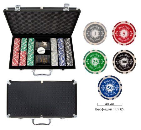 Набор для покера из 300 фишек с номиналом Фабрика Покера в черном кейсе MAGCPPS300B