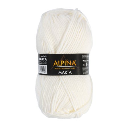 Пряжа ALPINA Marta 100% тактифил 1 х 100 г 120 ± 6 м №003 молочный ALP-MAR-003