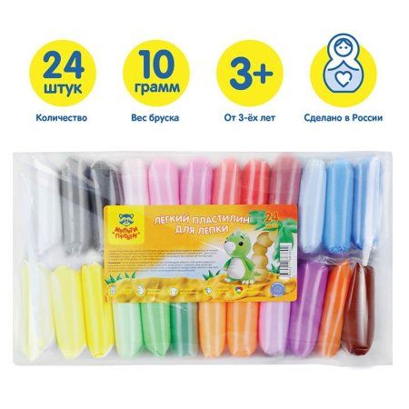 Легкий пластилин для лепки Мульти-Пульти 24 цв 240 г RE-ЛП_40360